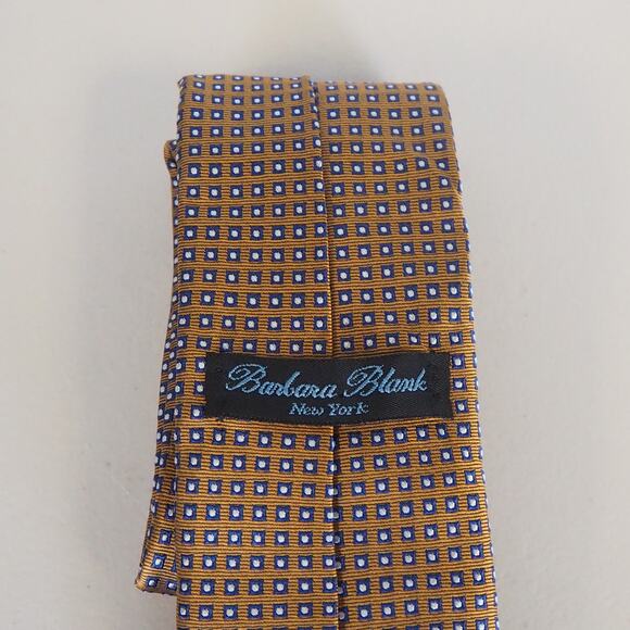 BARBARA BLANK New York Gold 100% Pure Silk Necktie Mens Size 3" x 62 1/4" Tie - Picture 4 of 11